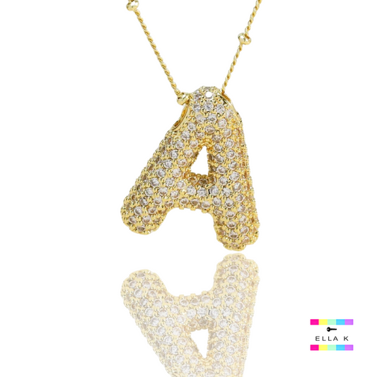 Pave Bubble Letter Necklace