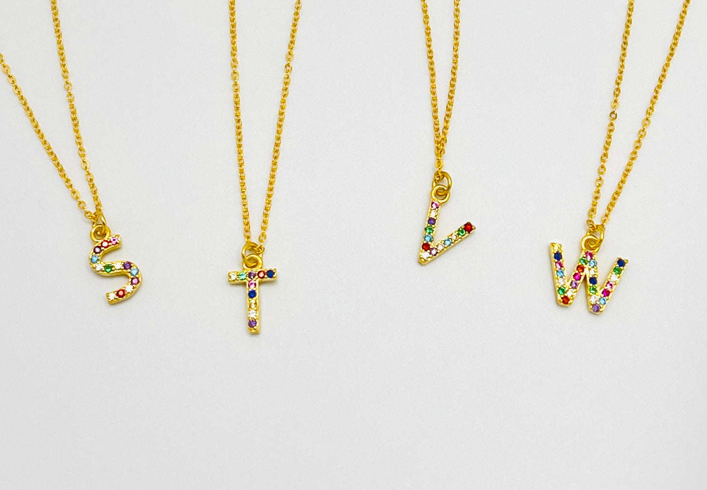 Rainbow Mini Initial Necklace