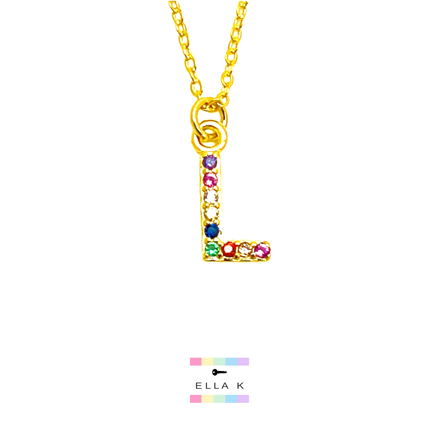 Rainbow Mini Initial Necklace