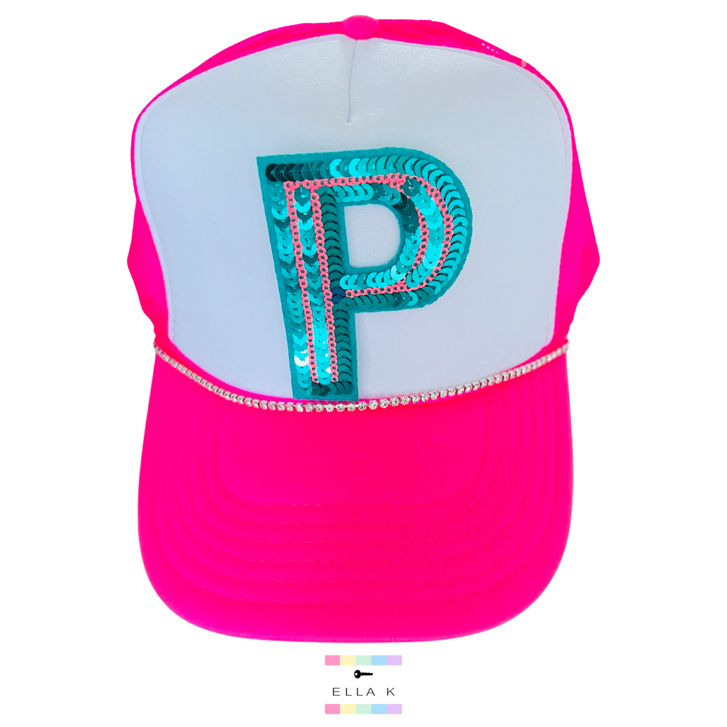 Neon Pink Custom Letter Trucker Hat