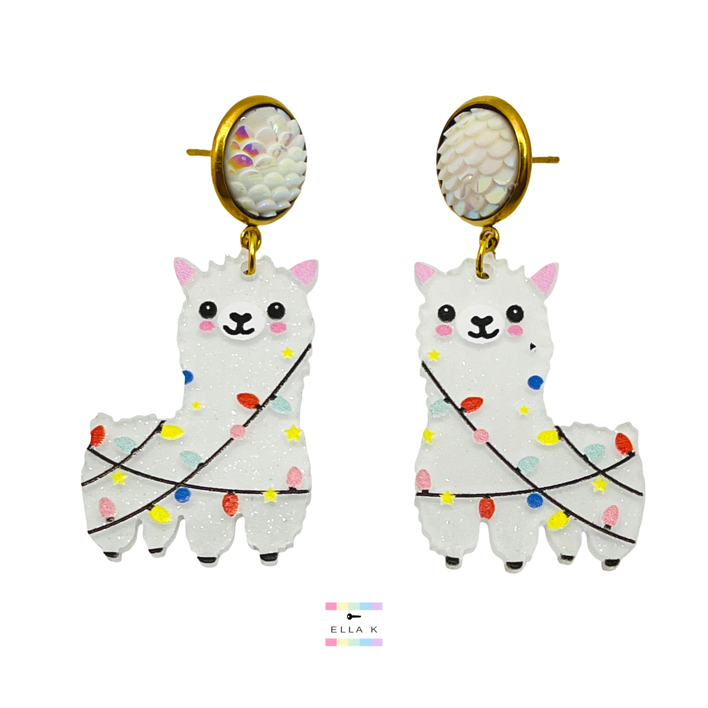 Bahama Llama Christmas Earrings