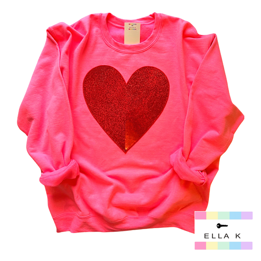 Love In Red Sweatshirt - Pink