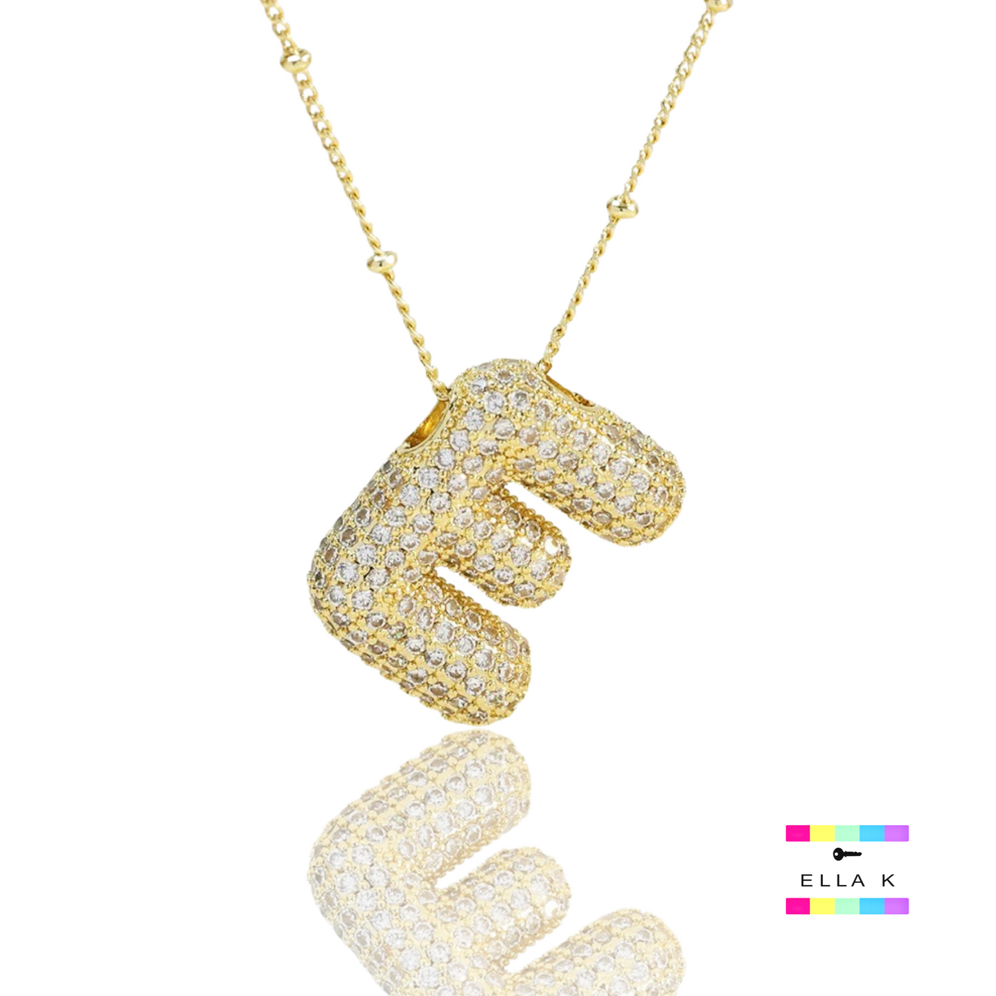 Pave Bubble Letter Necklace