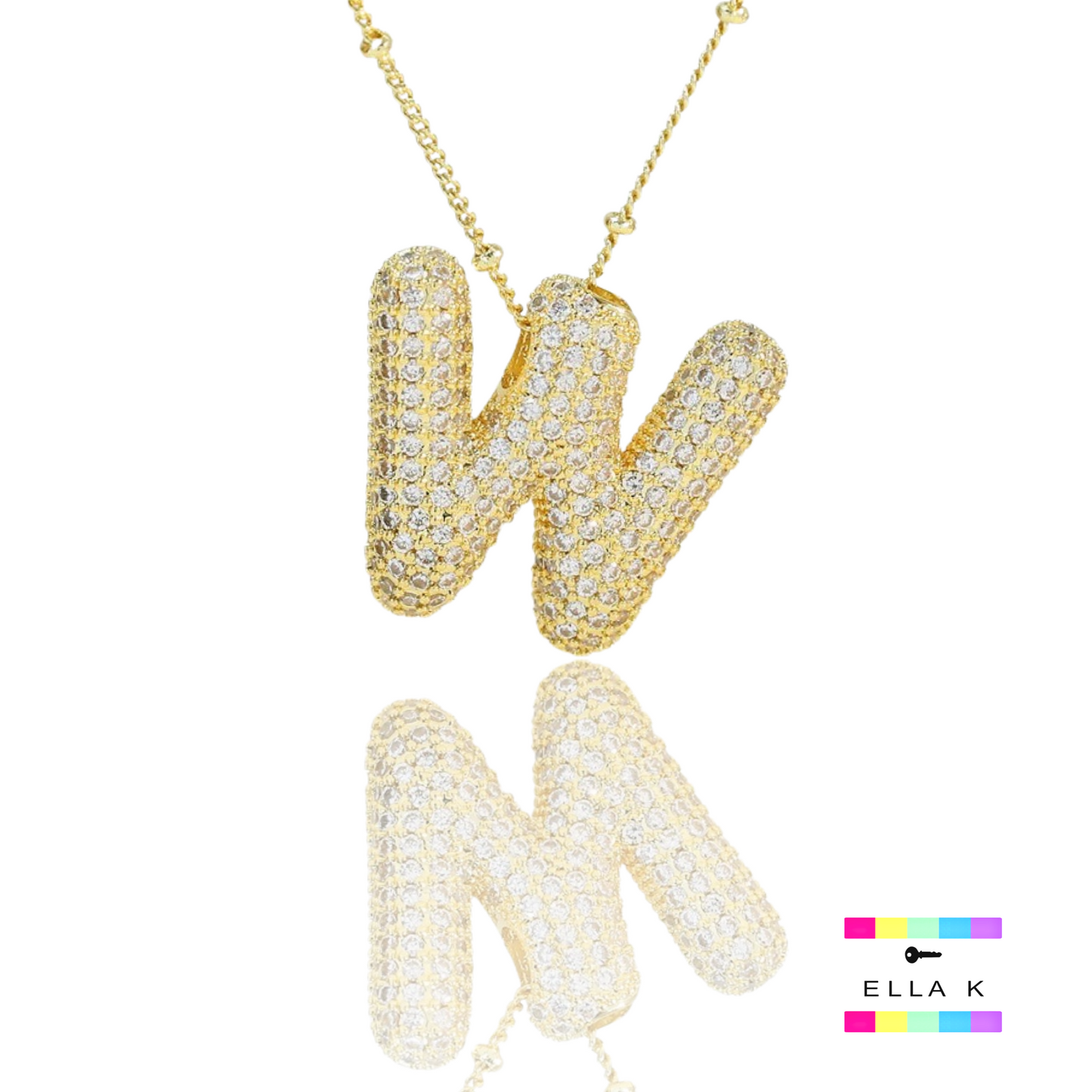 Pave Bubble Letter Necklace