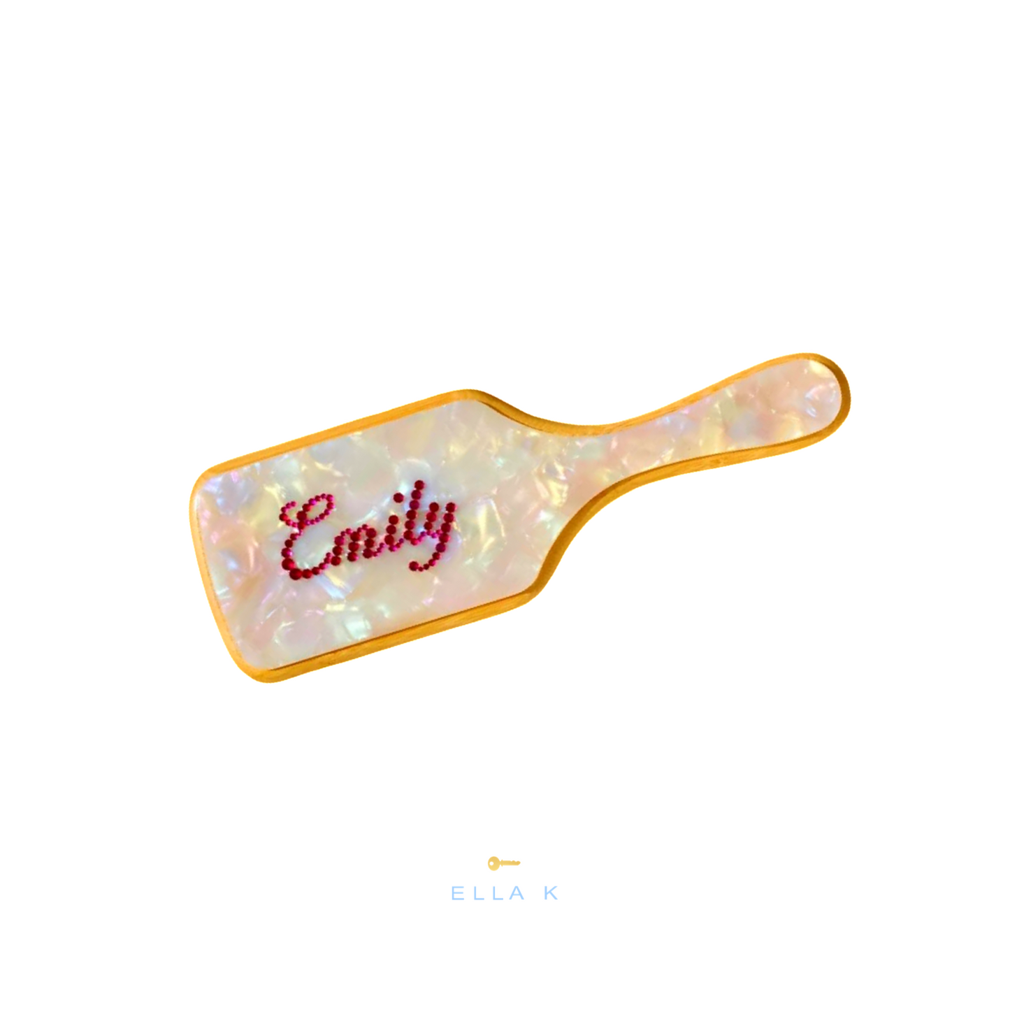 Custom Name Rhinestone Letters Bamboo Hair Brush