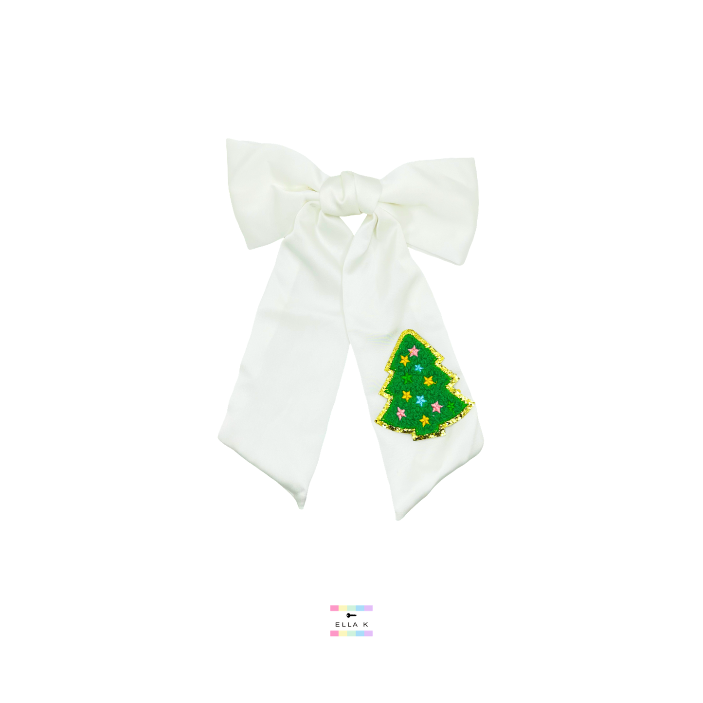 Green Christmas Tree Luxe Satin Hair Bow Barrette