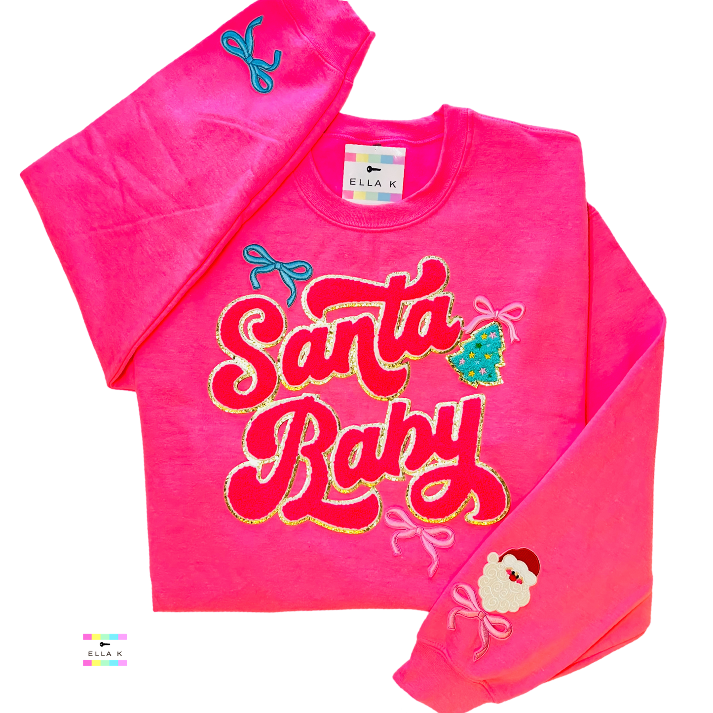 Santa Baby Coquette Bow Pink Christmas Sweatshirt