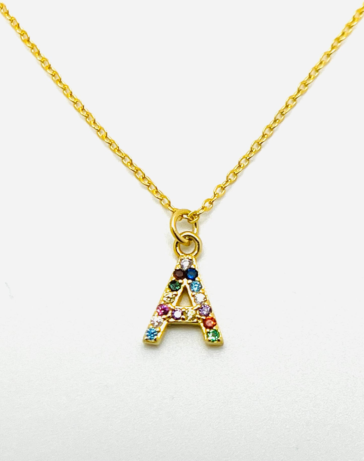 Rainbow Mini Initial Necklace