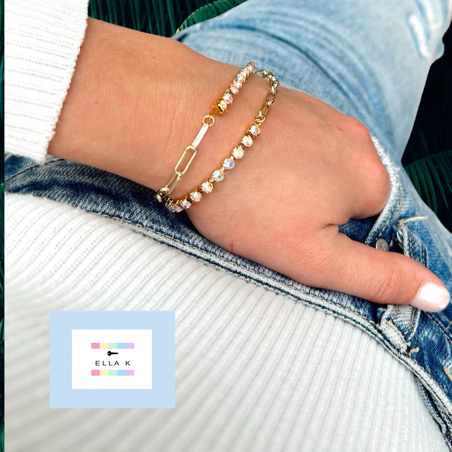 Bella Tennis & Paperclip Link Bracelet