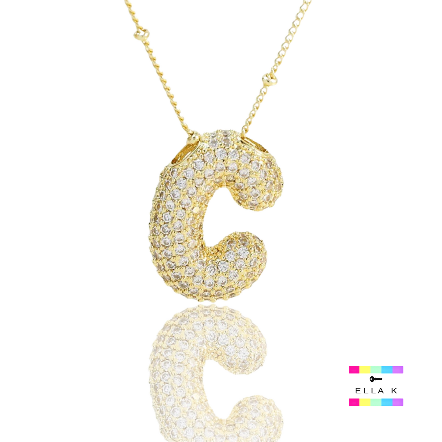 Pave Bubble Letter Necklace