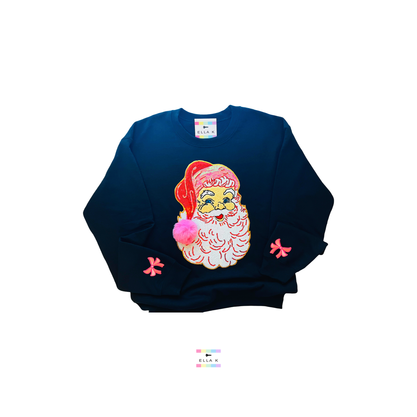 Pom Pom Sequin Chenille Santa Christmas Pullover