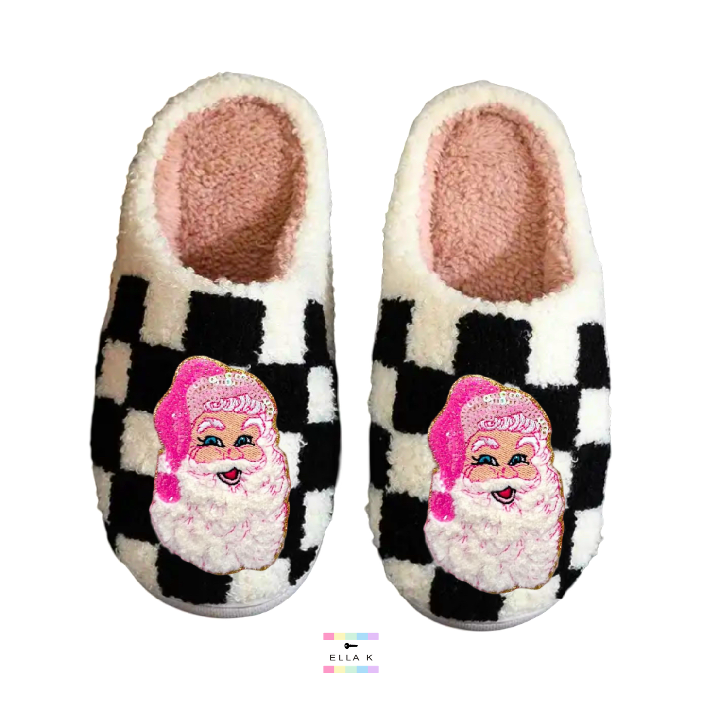 Santa Patch Checkered House Slippers