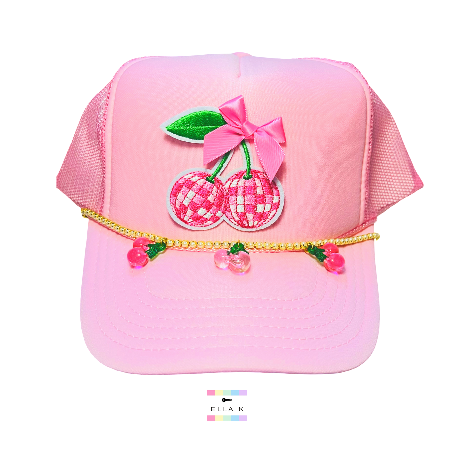 Coquette Bow & Disco Ball Cherry Trucker Hat