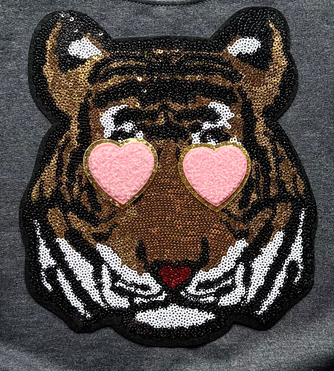 Mini Kids Pink Heart Eyes Sequin Tiger