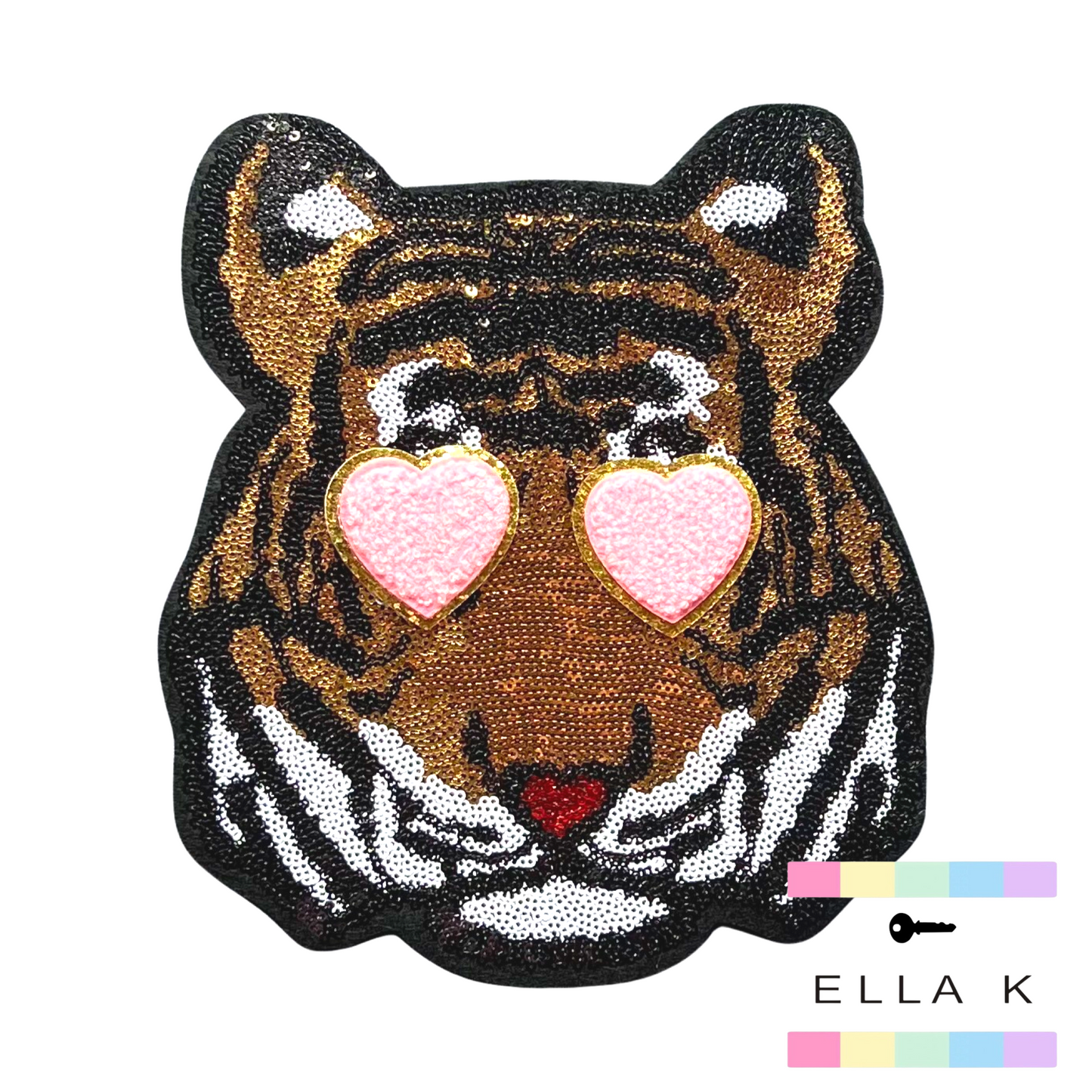 Mini Kids Pink Heart Eyes Sequin Tiger