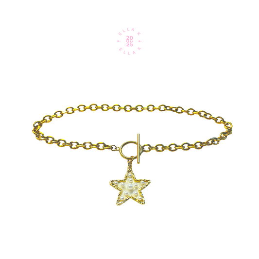 Faux Pearl Star Chunky Necklace