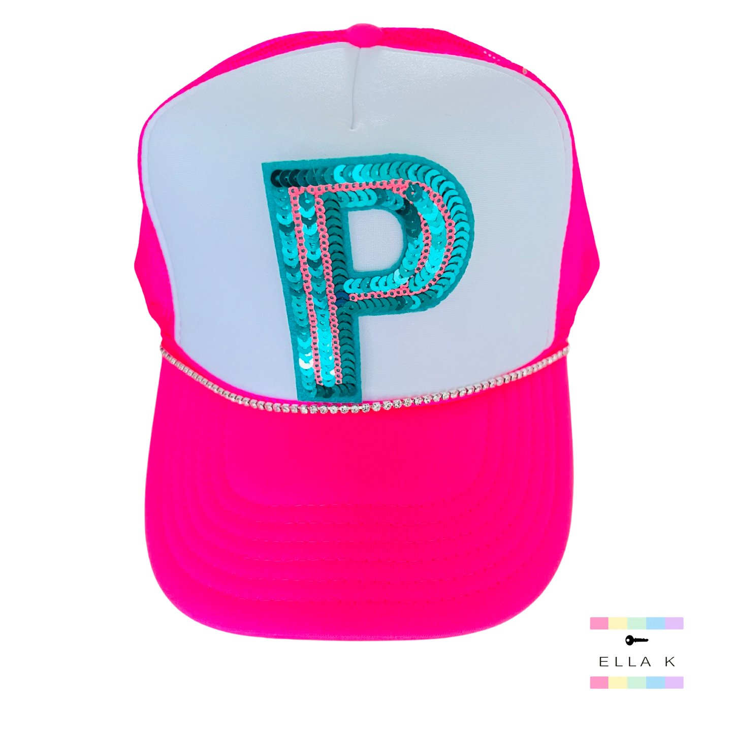 Neon Pink Custom Letter Trucker Hat