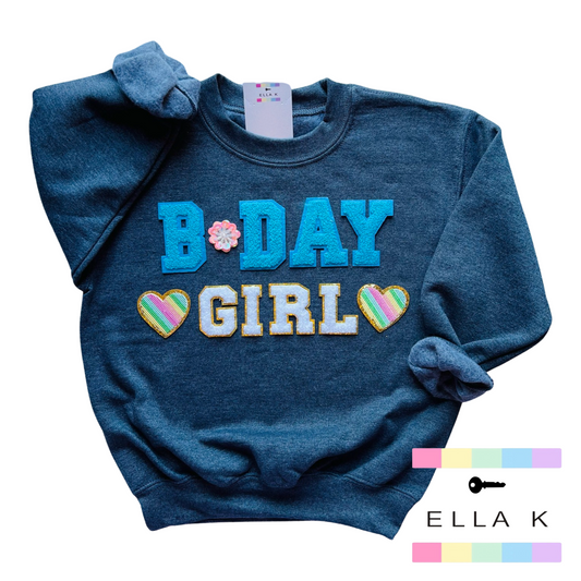 Mini Kids Berry Blue B-Day Girl Swearshirt