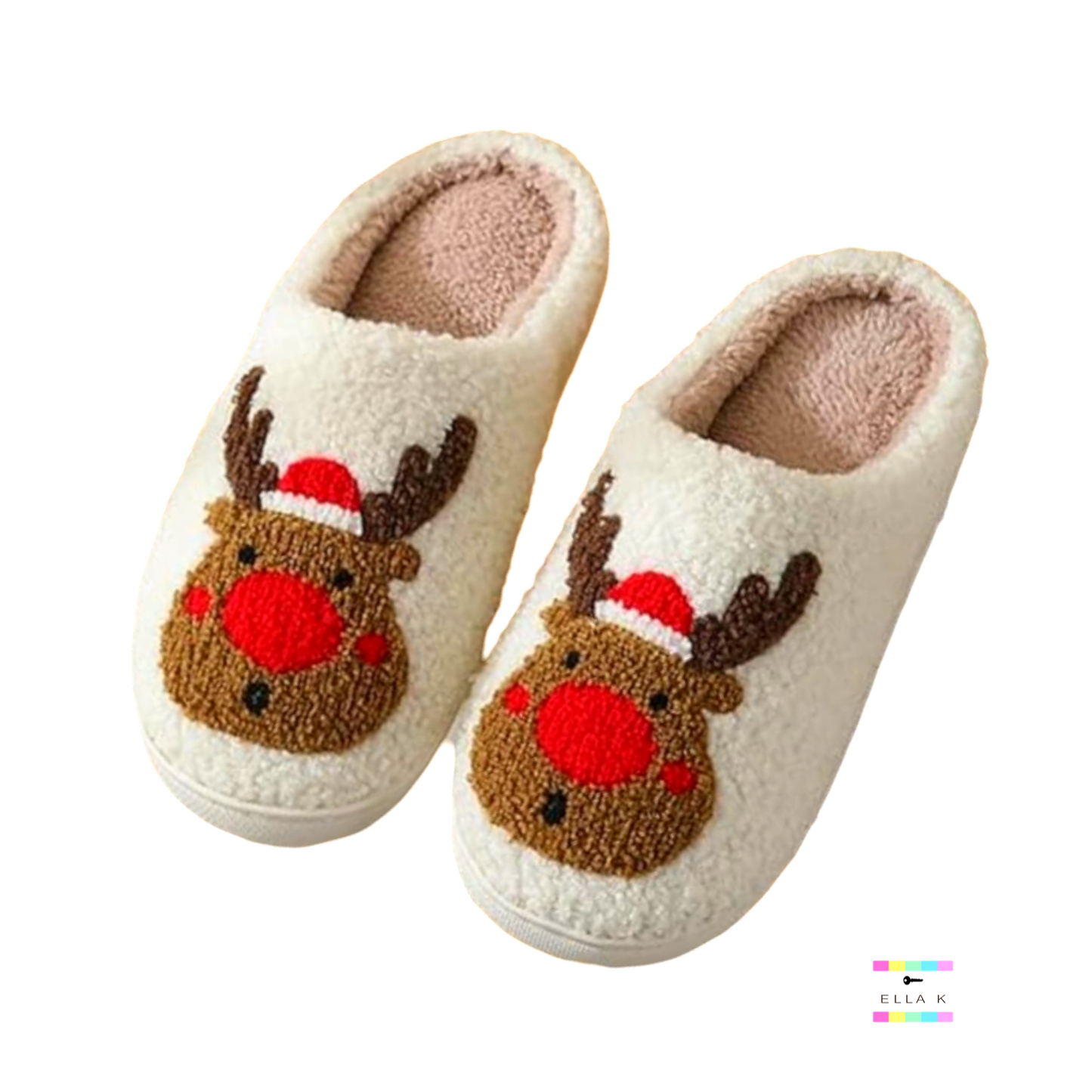 Red Nose Reindeer Christmas House Slippers