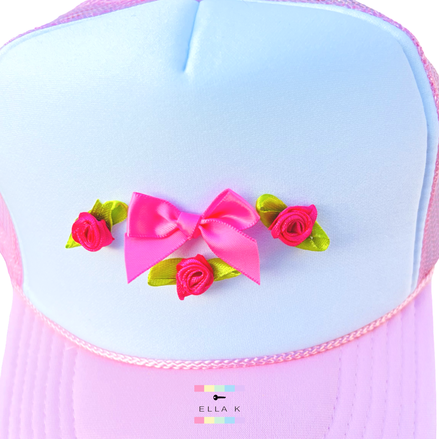 Coquette Bow & Roses Light Pink Trucker Hat