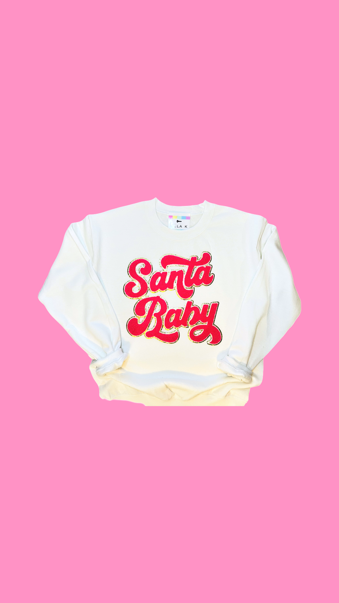 Bright Pink Chenille Santa Baby Sweatshirt