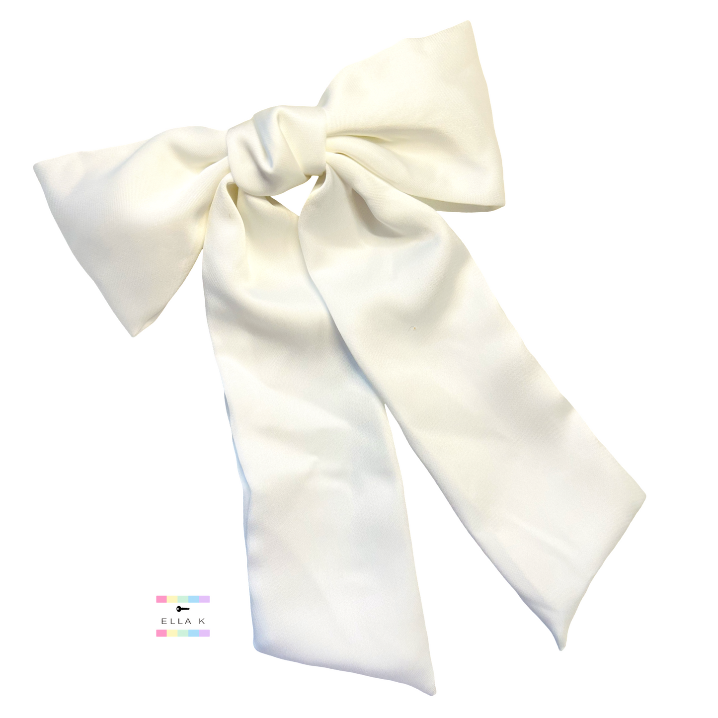 Luxe Satin White Hair Bow Barrette