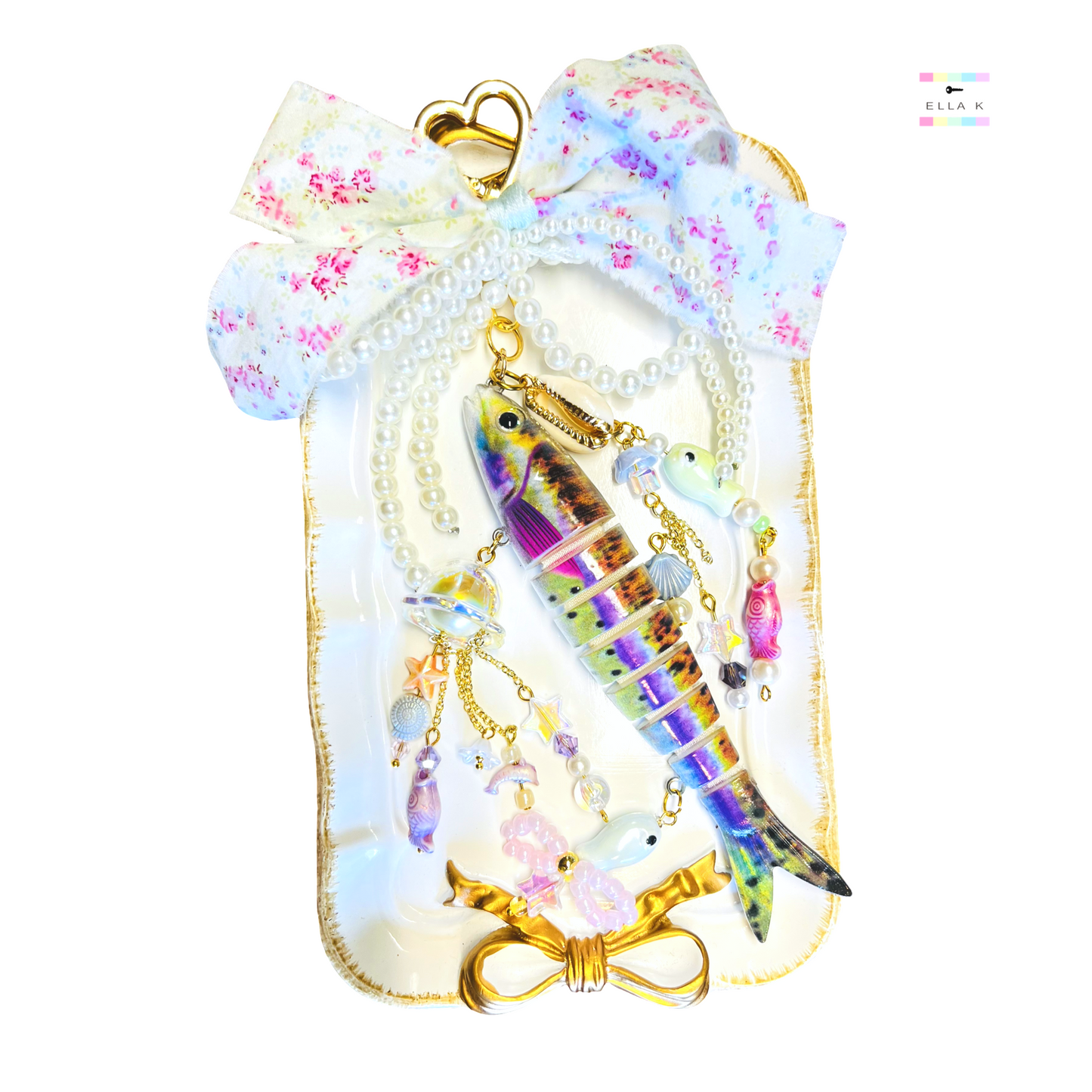 Fancy Fish Floral Coquette Bow Bag Charm