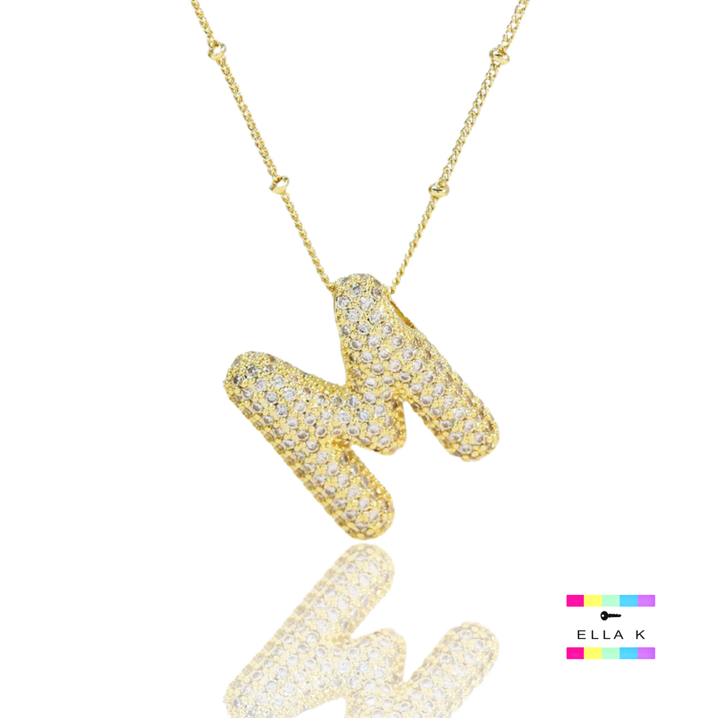 Pave Bubble Letter Necklace