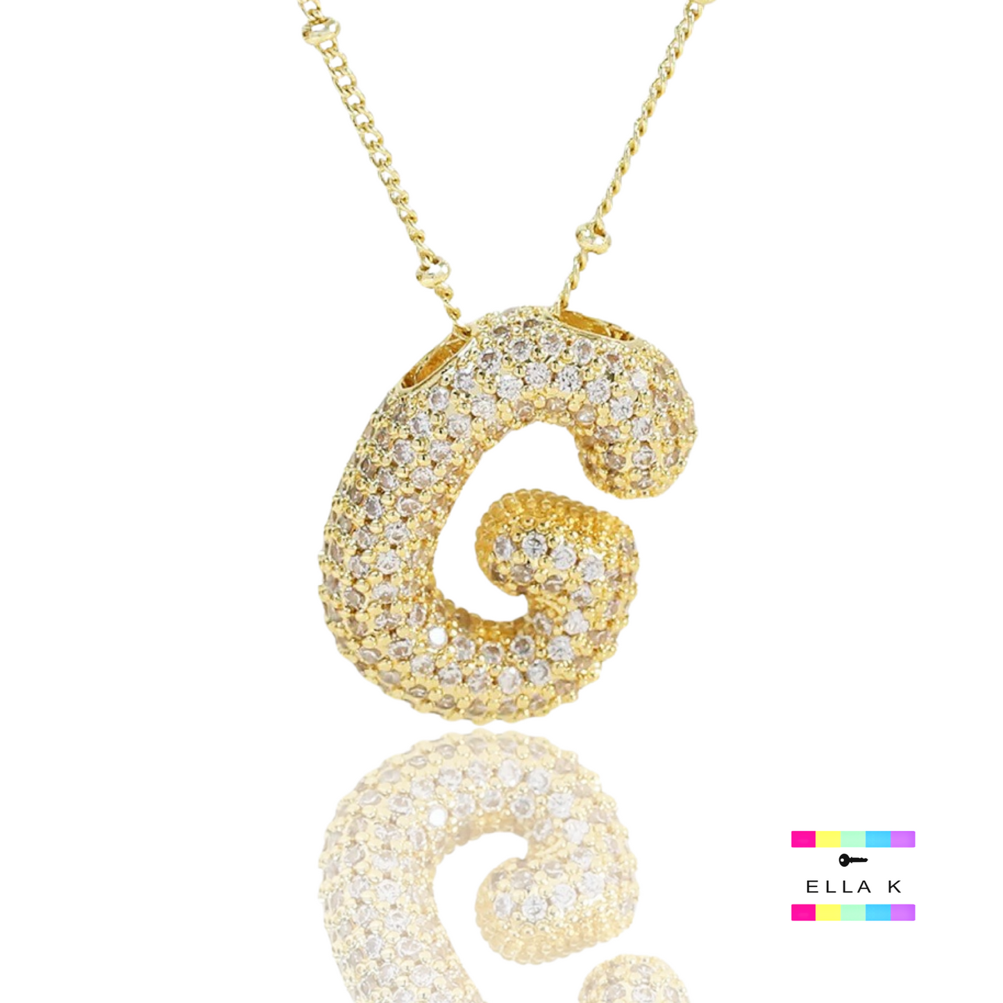 Pave Bubble Letter Necklace