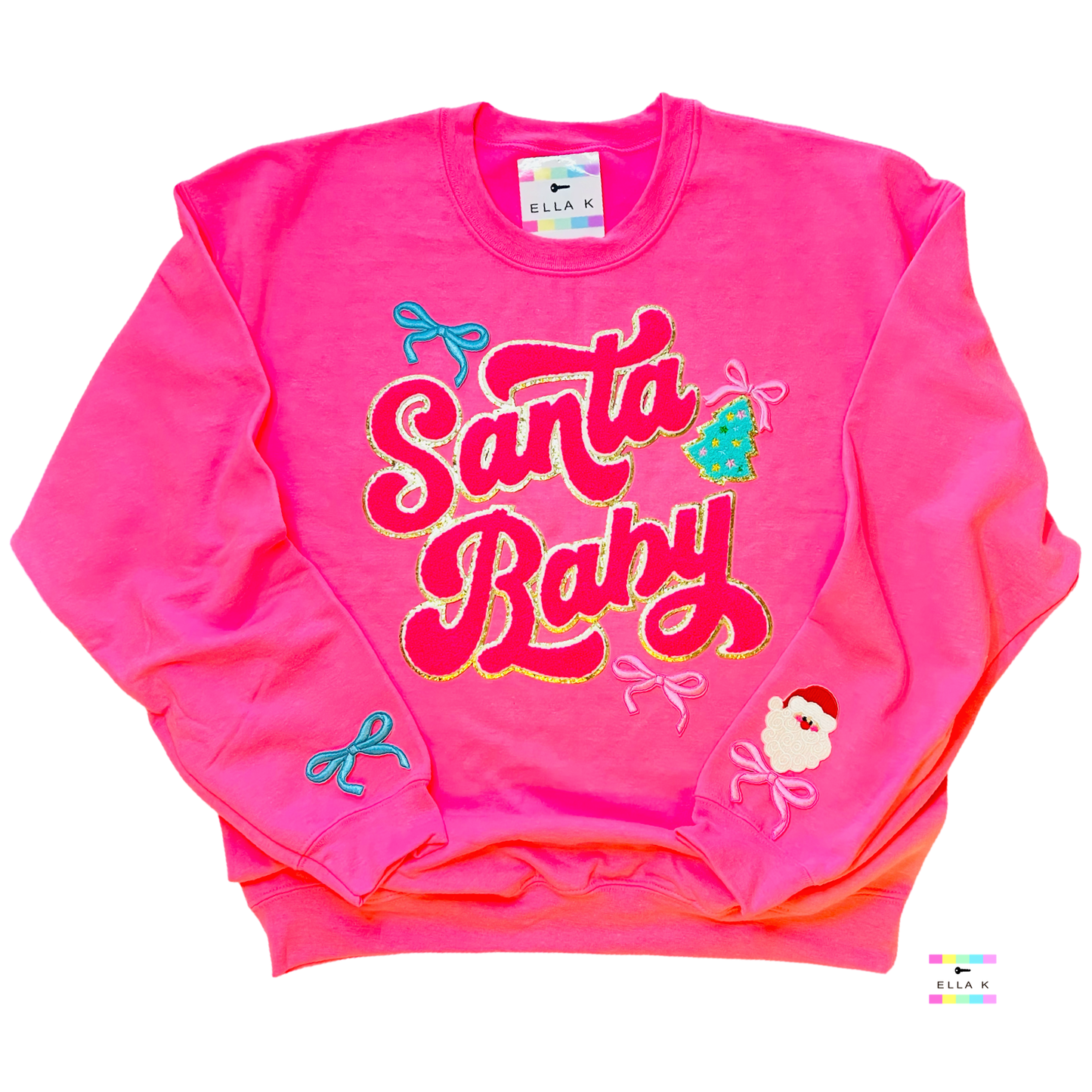 Santa Baby Coquette Bow Pink Christmas Sweatshirt