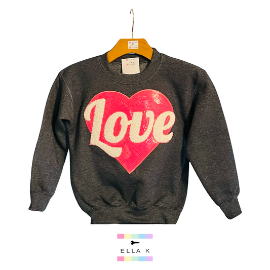 Mini Kids Love Pink Heart Sweatshirt