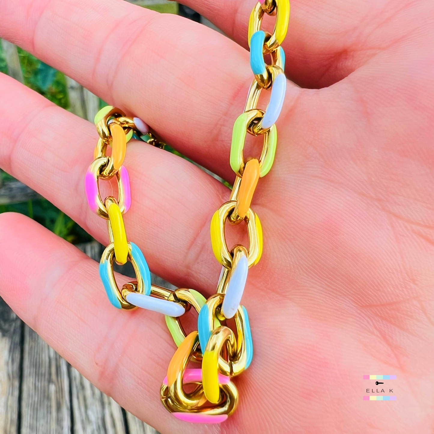 Pastel Enamel Paperclip Bracelet