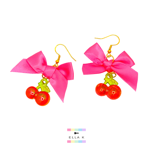 Cherry Coquette Bow Earrings