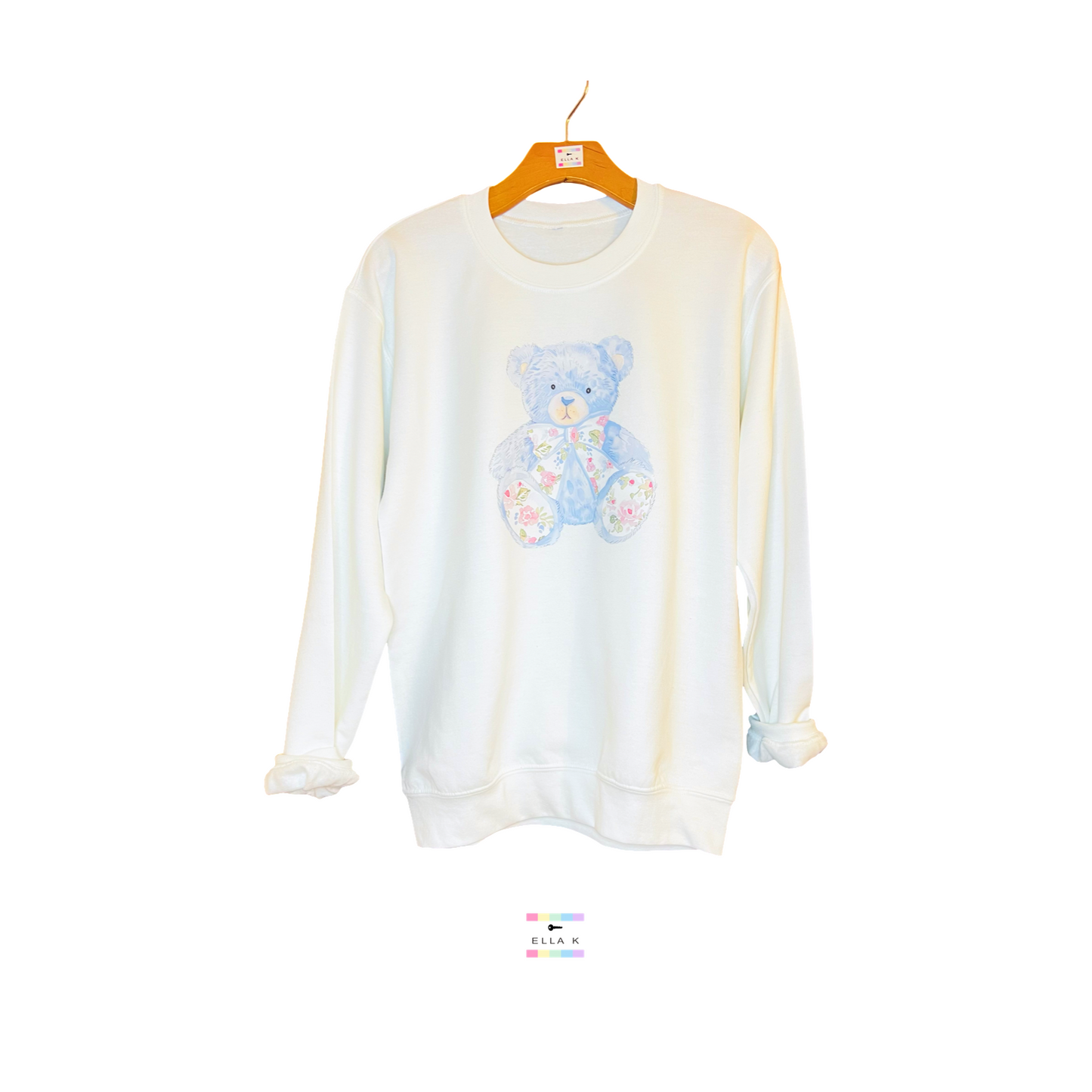 Watercolor Floral Coquette Bear Bow Sweatshirt