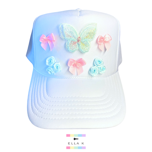 Butterfly Garden White Trucker Hat