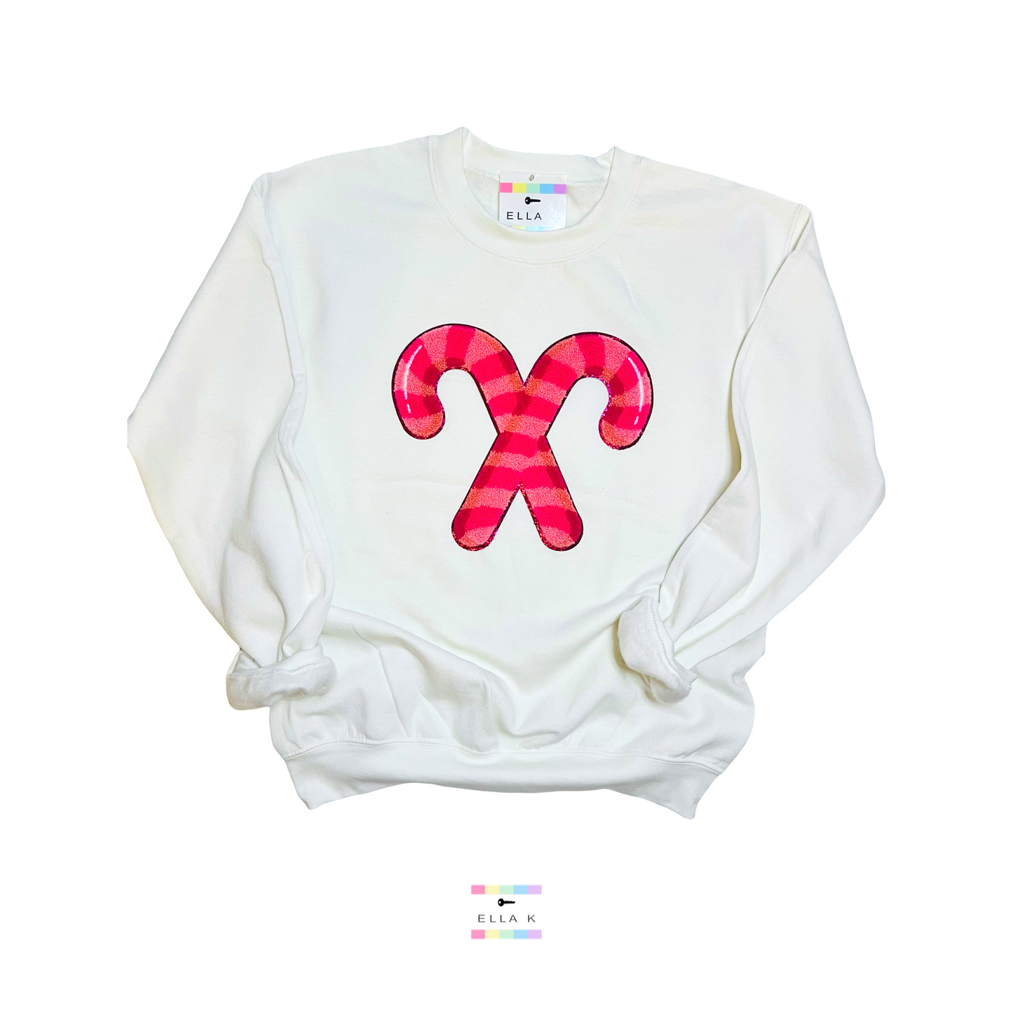 Pink Candy Cane Christmas Sweatshirt