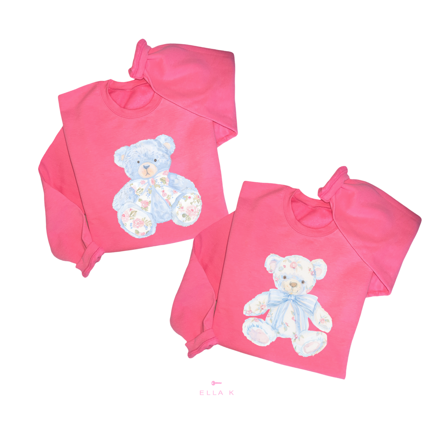 Watercolor Floral Coquette Bear Bow Sweatshirt