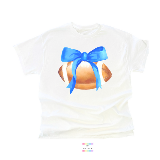 Cobalt Coquette Bow Football Tee