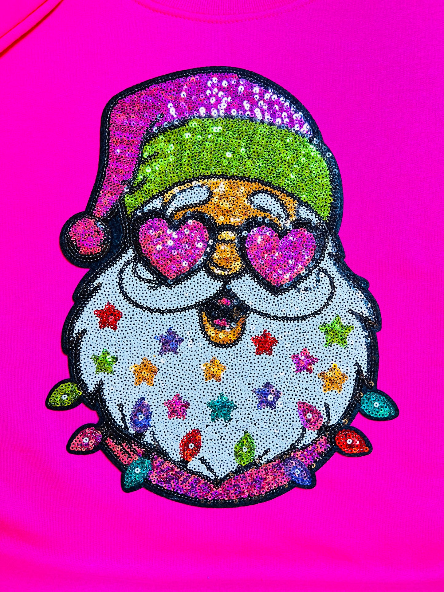 Cool Santa Shades Hot Pink Christmas Sweatshirt