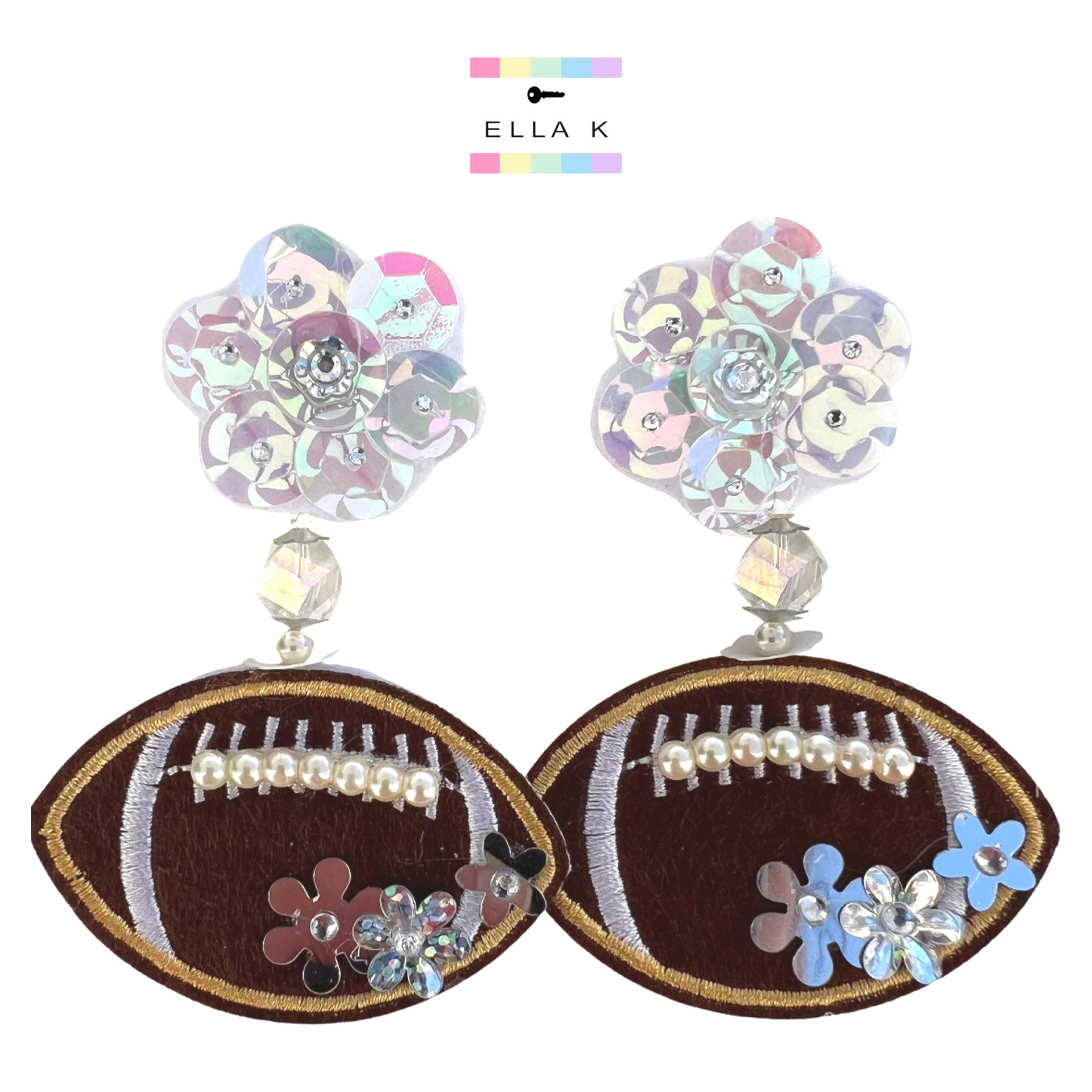 Iridescent Fowler Football Earrings