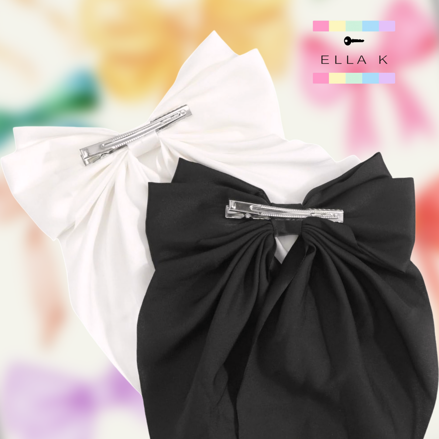 White Satin Bow Barrette Hair Clip