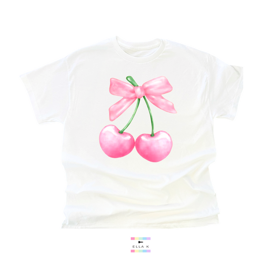 Coquette Bow & Pink Cherries Tee