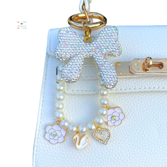 Swan Lake Rhinestone Coquette Bow Bag Charm