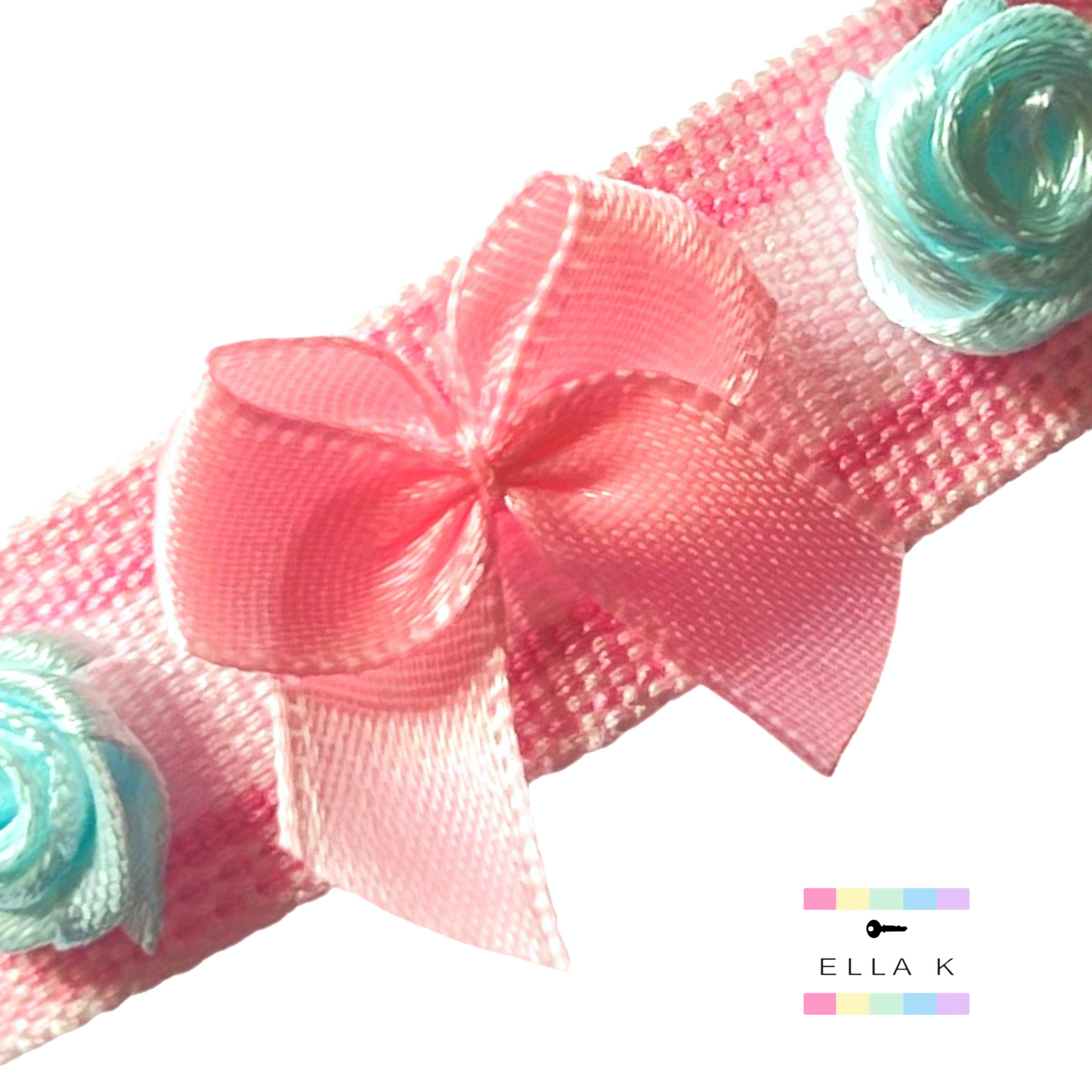 Roses & Coquette Bow Pink Canvas Bracelet