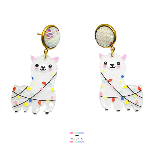 Bahama Llama Christmas Earrings