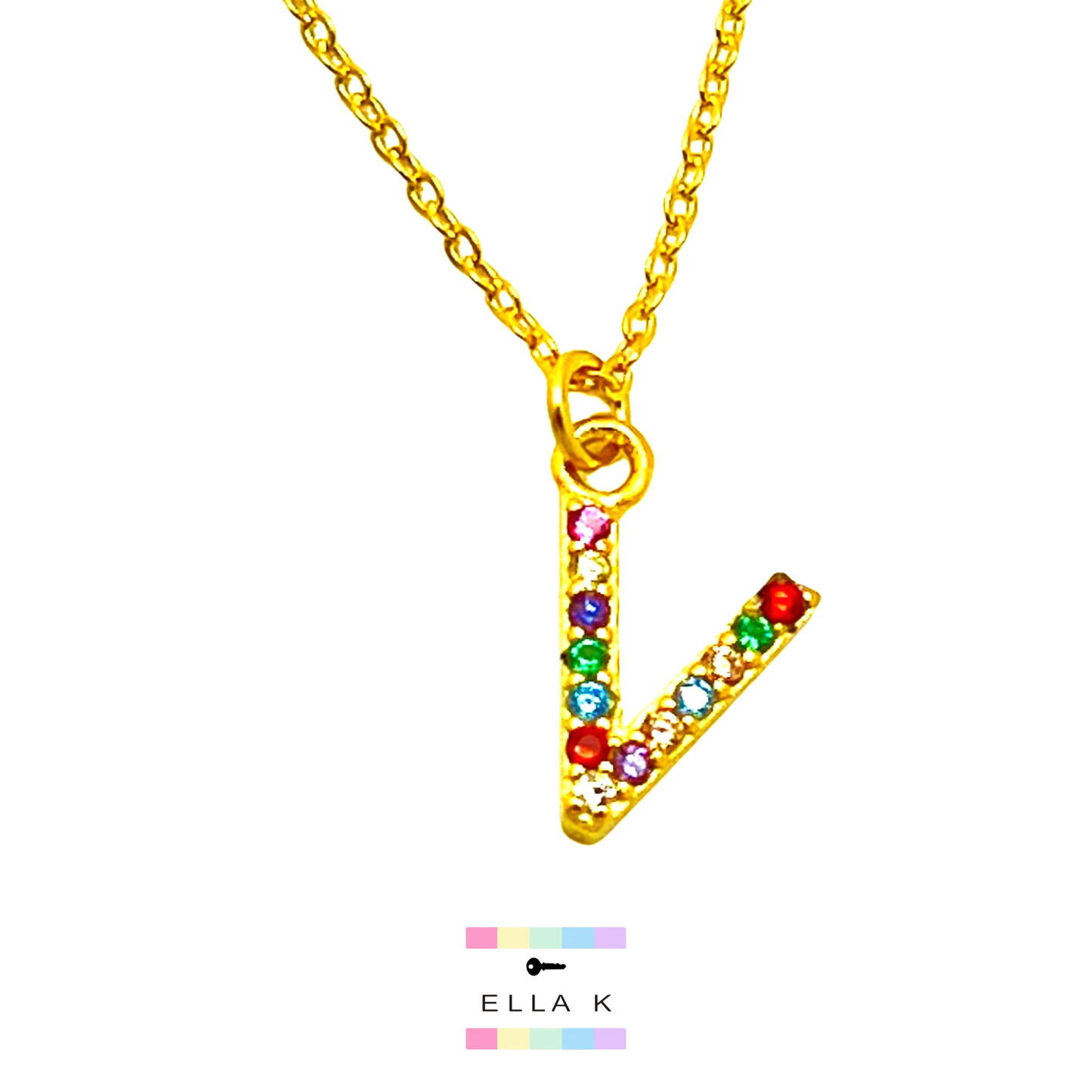 Rainbow Mini Initial Necklace