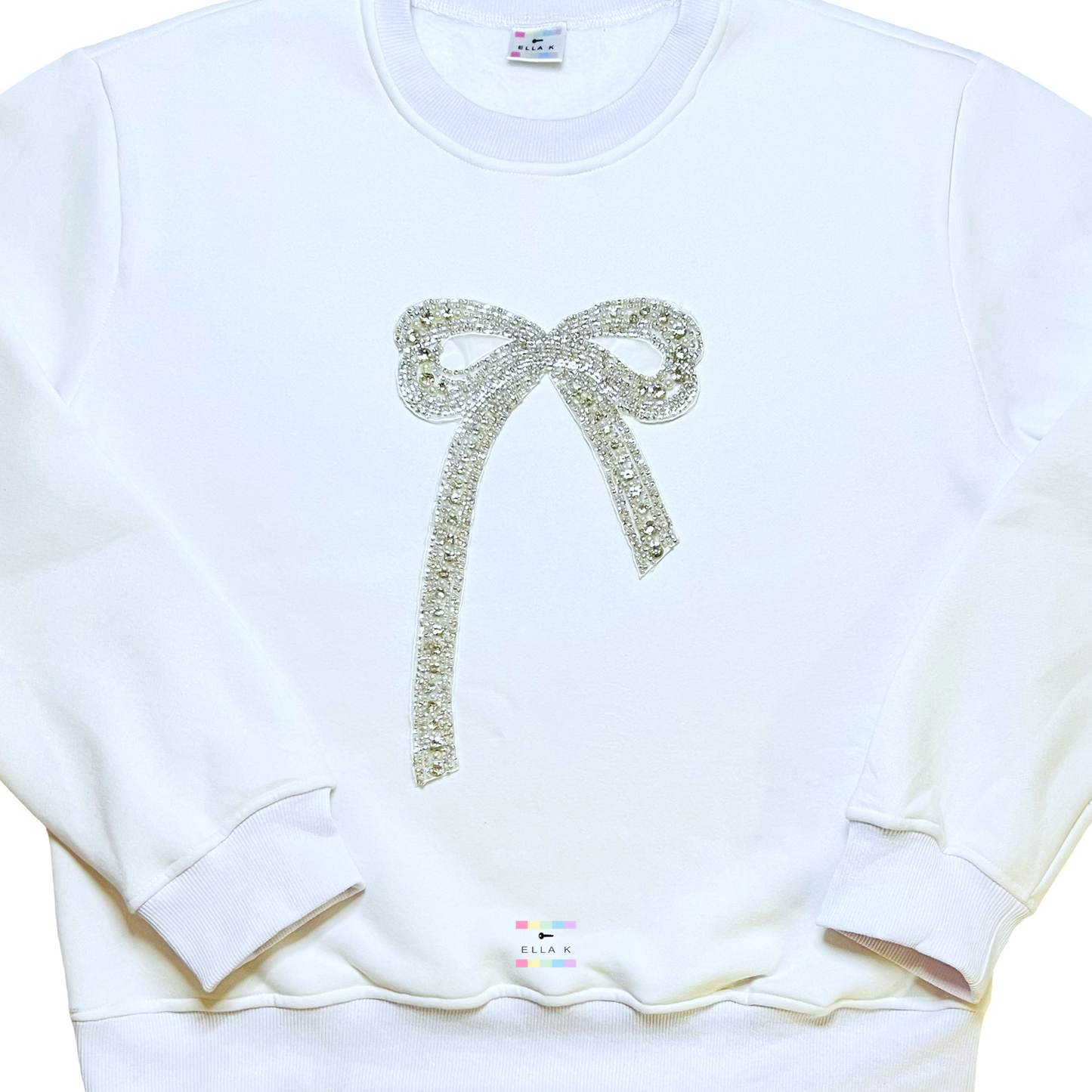 Rhinestone & Pearl Embellished Coquette Bow Pullover