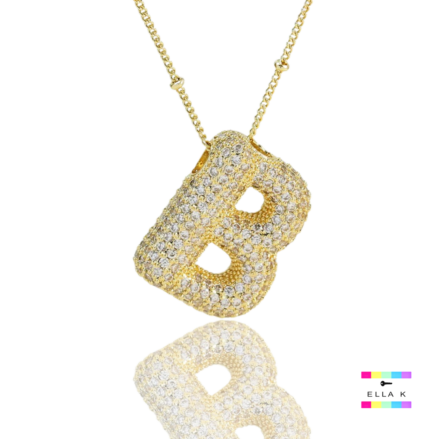 Pave Bubble Letter Necklace