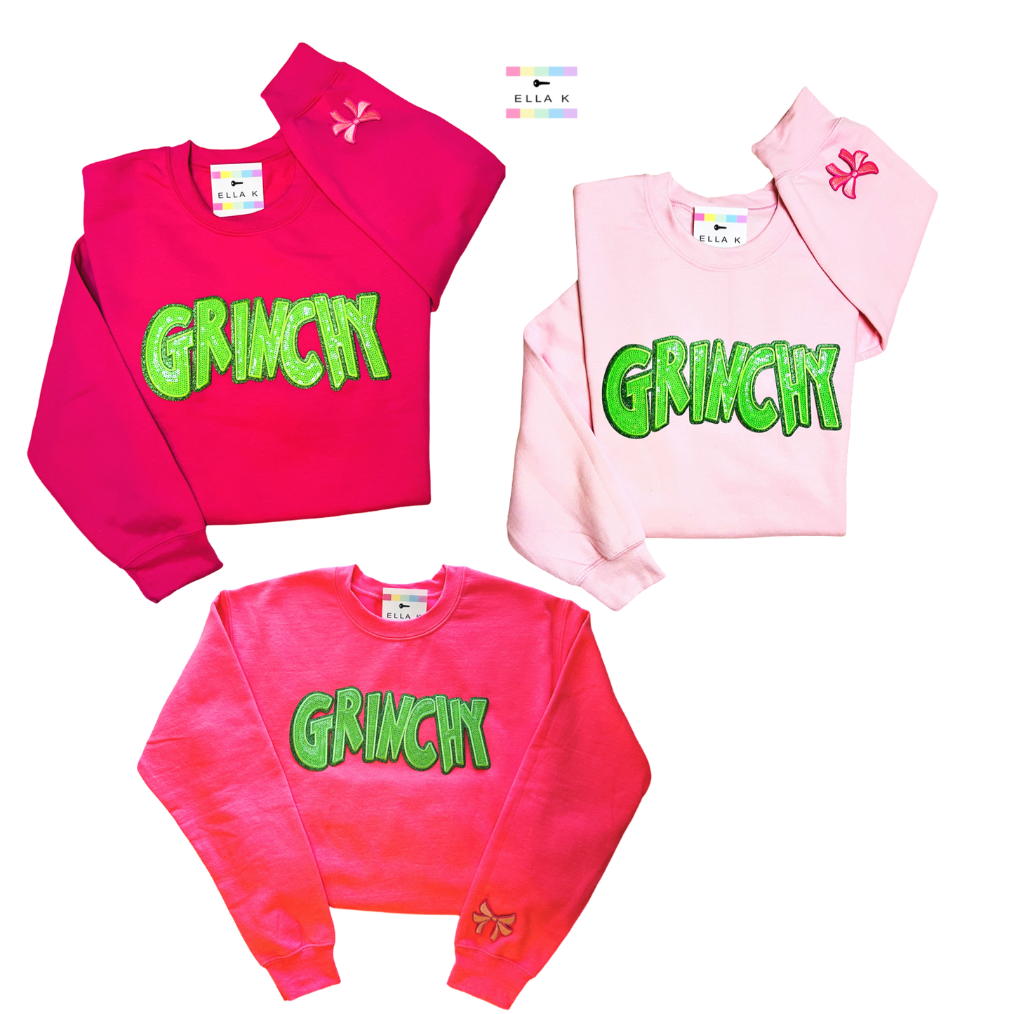 Green Sequin “Grinchy” Custom Color Sweatshirt