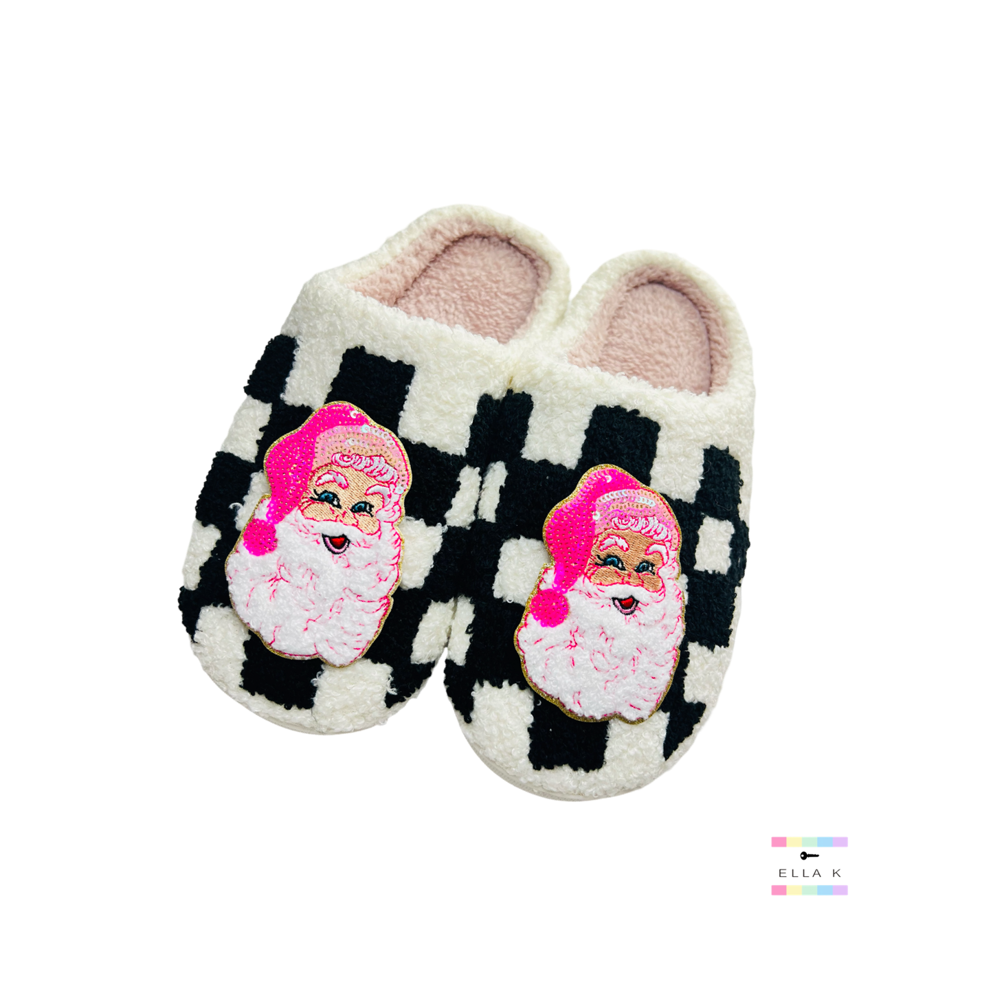 Santa Patch Checkered House Slippers